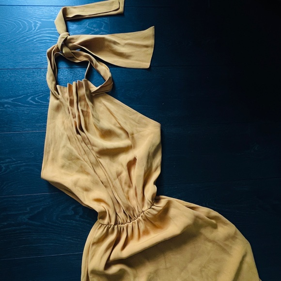 ZARA Limited Edition Mustard Yellow Halter Neck Maxi Dress - Picture 11 of 14